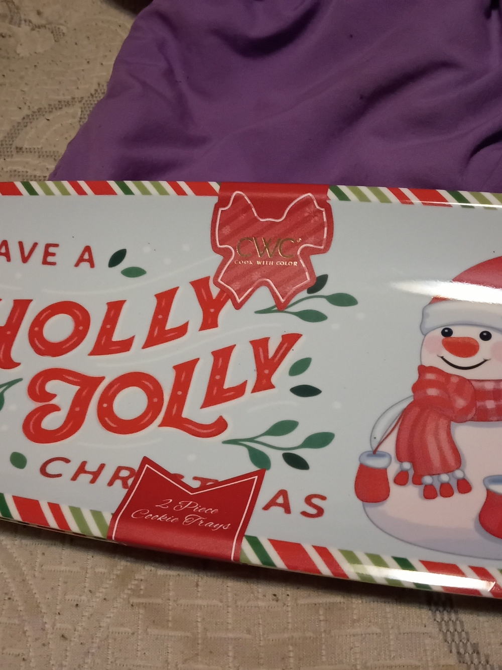 Holly Jolly Christmas Serving Tray - Red